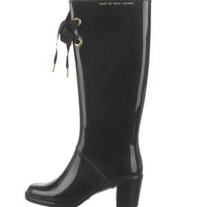 MARC JACOBS Black Rubber knee high rain boot